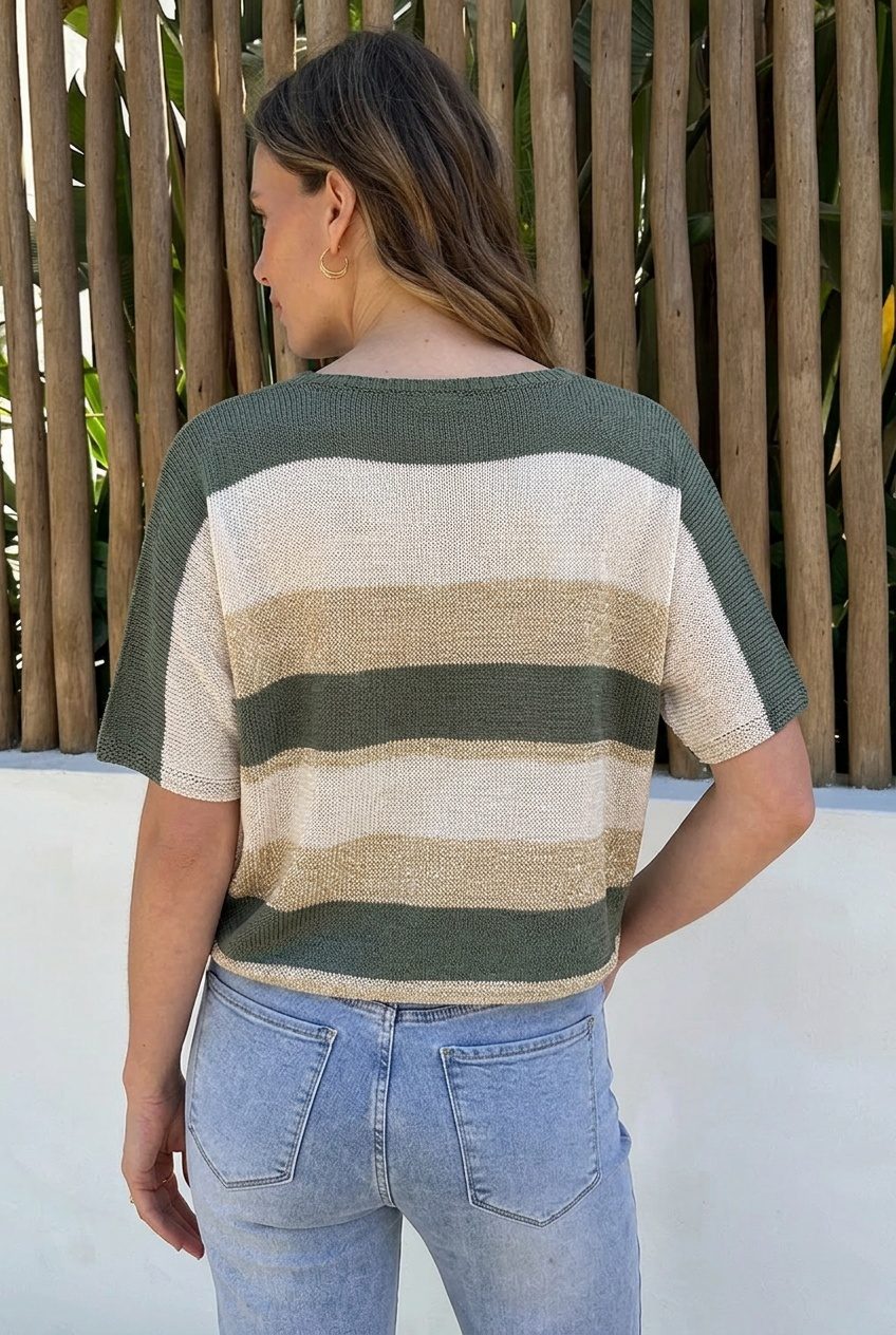 Lurex Top Met Banen Army Goud – tops, foto 3