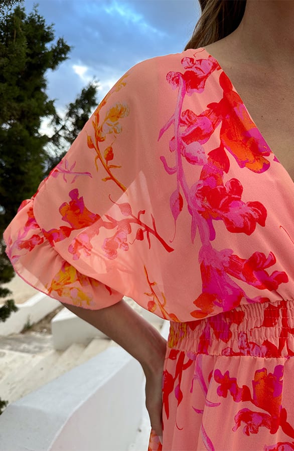 Midi Ruffle Laagjes Jurk Peach Blossom – jurken, foto 4