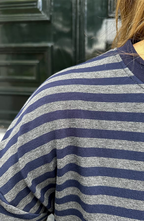 Oversized Streifen Top Baumwolle Grau Marine, Tops, Foto 6