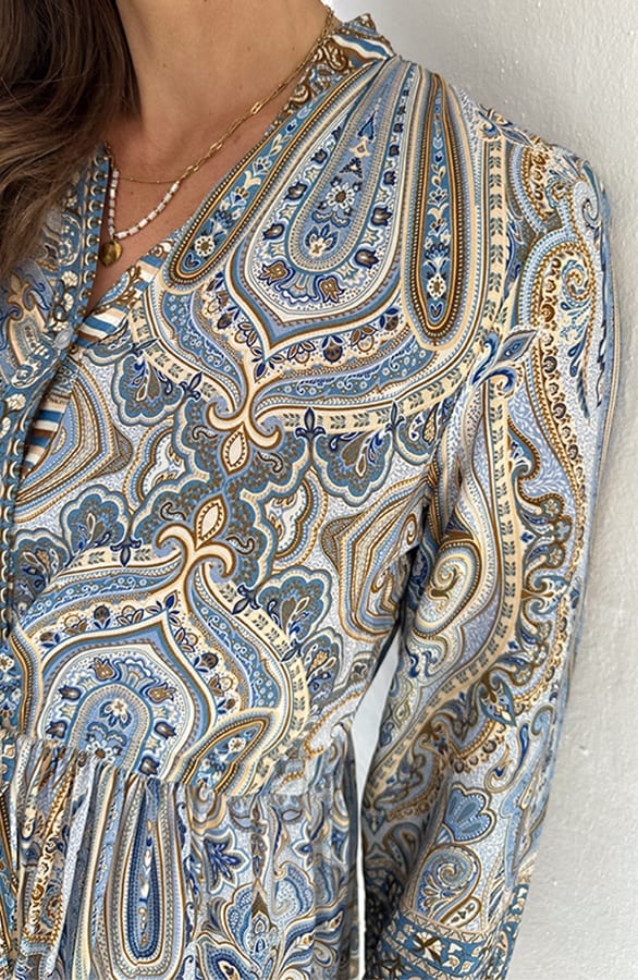Paisley Jurk Viscose Blauw – jurken, foto 5