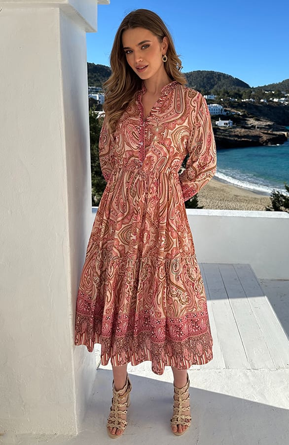 Paisley Jurk Viscose Pink – jurken, foto 8