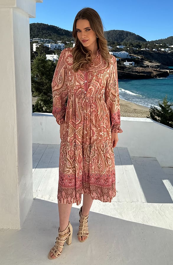 Paisley Jurk Viscose Pink