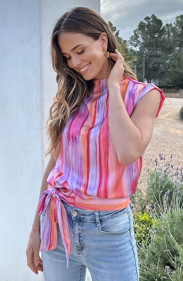 Satin Wrap Top Sunset – tops, foto 6