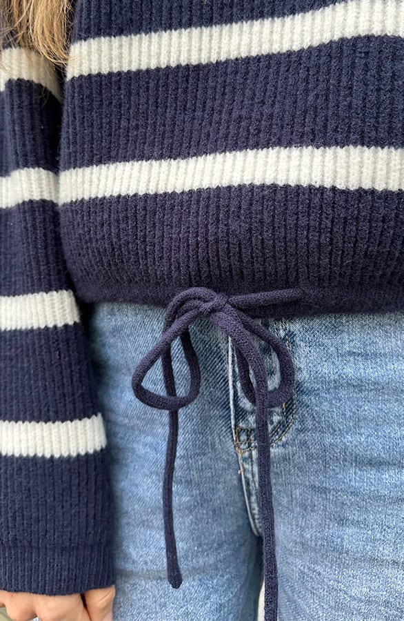 Strepen Knit Met Rits Marine White – truien, foto 6