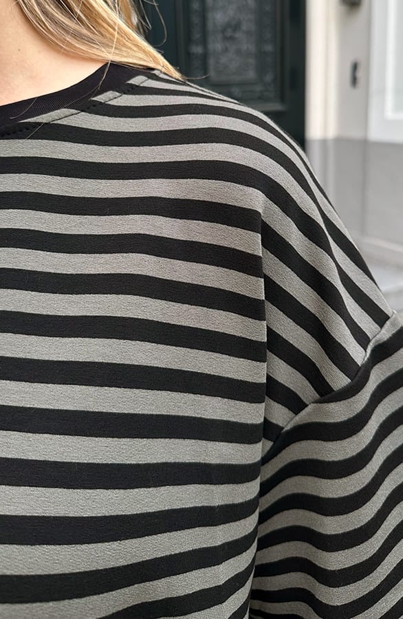 Strepen T-Shirt Katoen Army Zwart – tops, foto 5