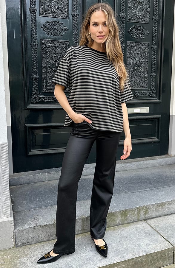 Strepen T-Shirt Katoen Army Zwart – tops, foto 7