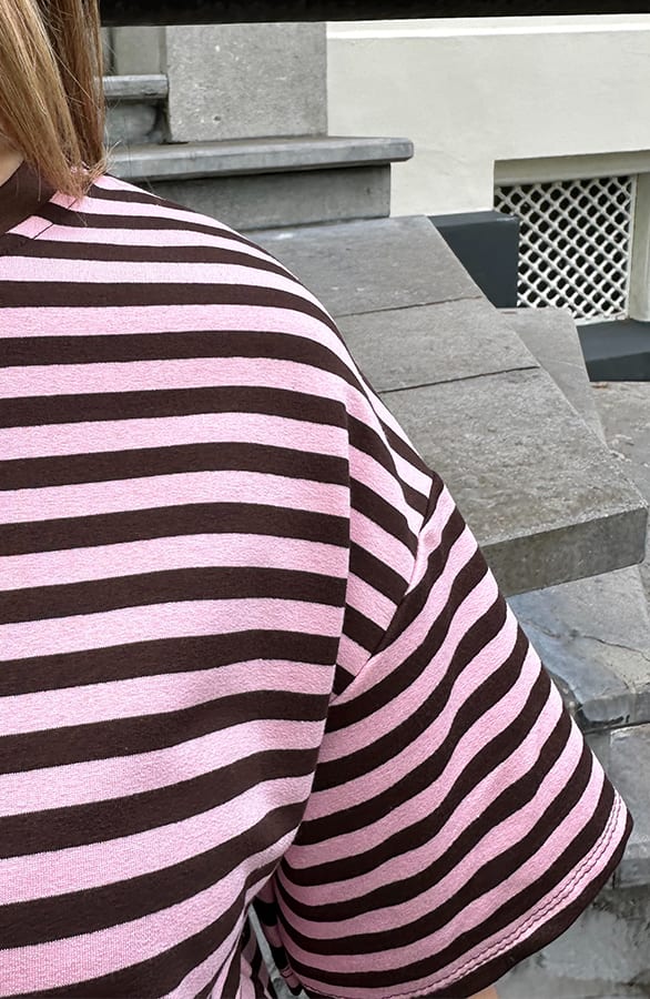 Strepen T-Shirt Katoen Choco Roze – tops, foto 5