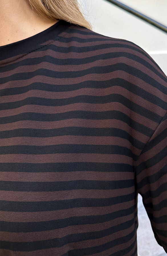 Strepen T-Shirt Katoen Choco Zwart – tops, foto 5