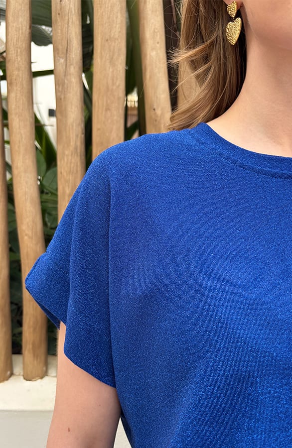 Top Met Lurex Oversized Kobalt – tops, foto 4