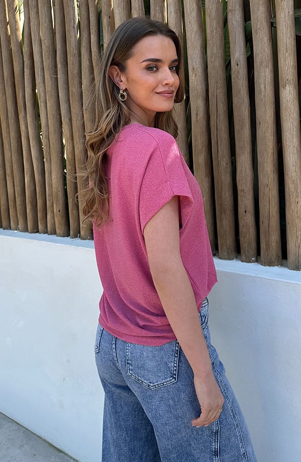 Top Met Lurex Oversized Roze – tops, foto 4