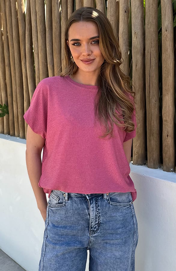 Top Met Lurex Oversized Roze