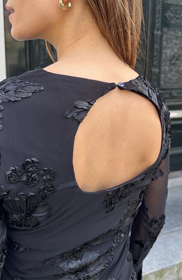 Elegant Longsleeve Floral Top Zwart – tops, foto 7