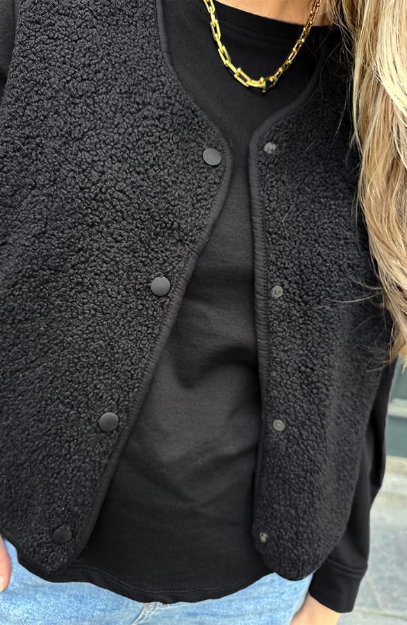 Italian Teddy Gilet Pocket Zwart – gilets, foto 5