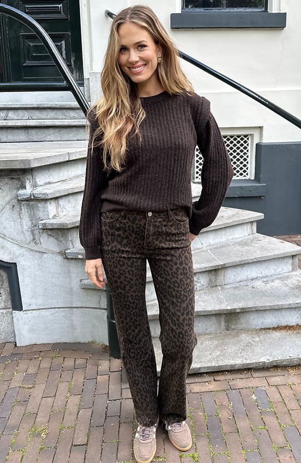 Knitted Shoulder Detail Trui Choco – truien, foto 5