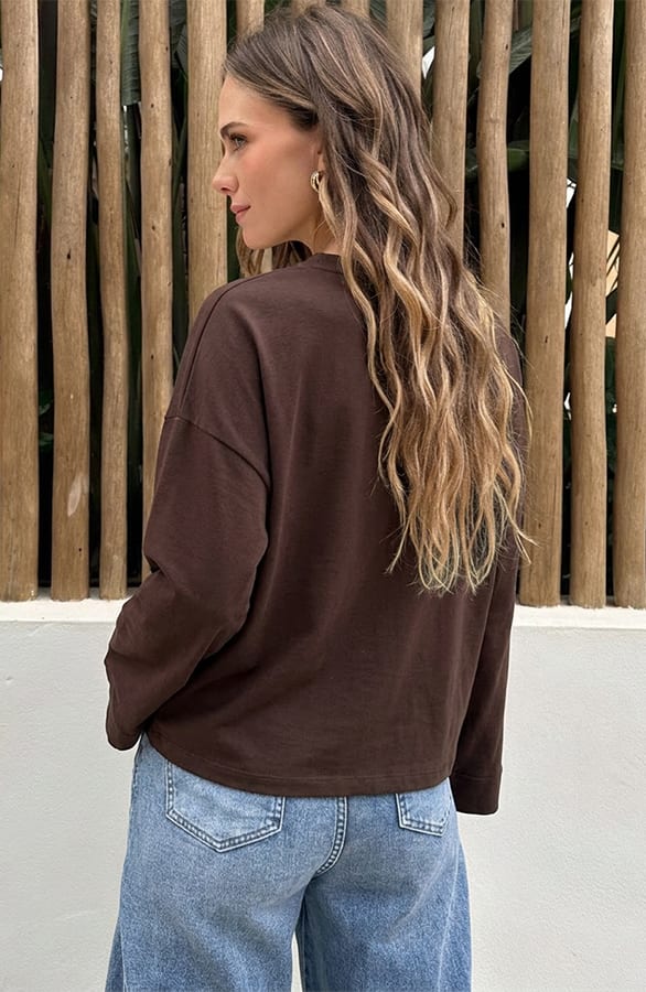 Oversized Longsleeve Baumwolle Choco, Tops, Foto 4