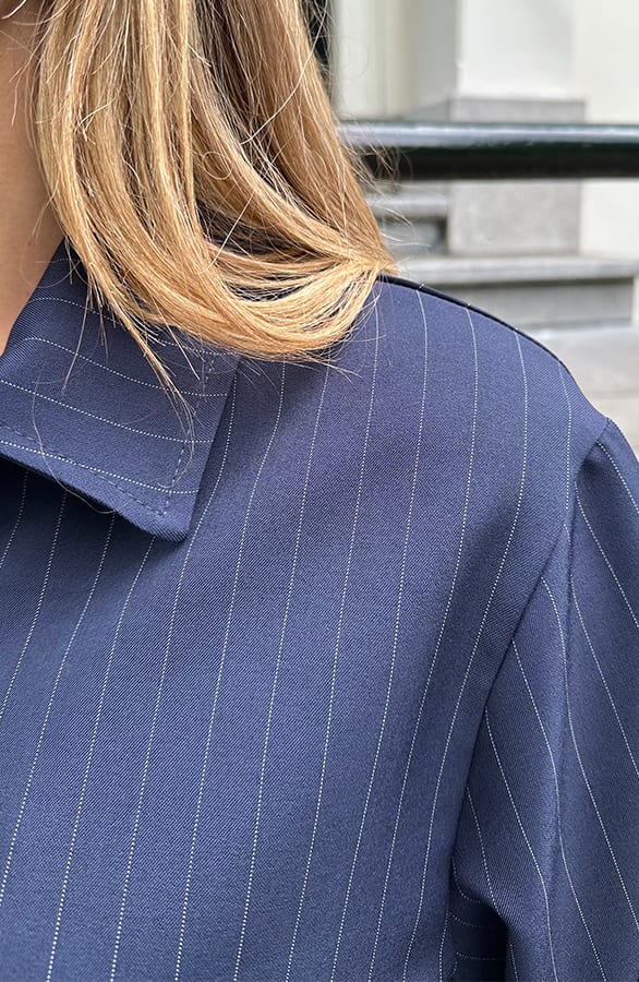 Pinstripe Bomber Jacket Navy – jassen, foto 5