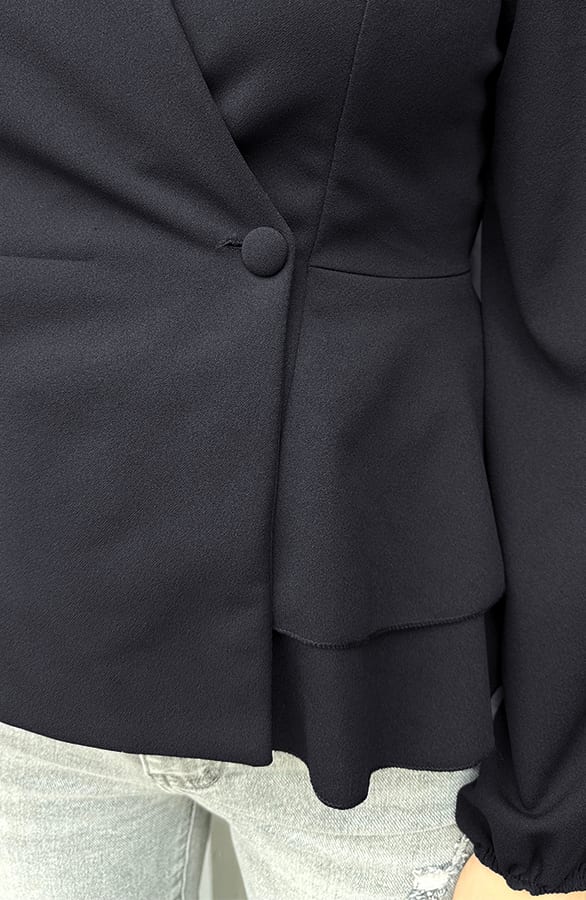Scuba Peplum Blouse Zwart – blouses, foto 6