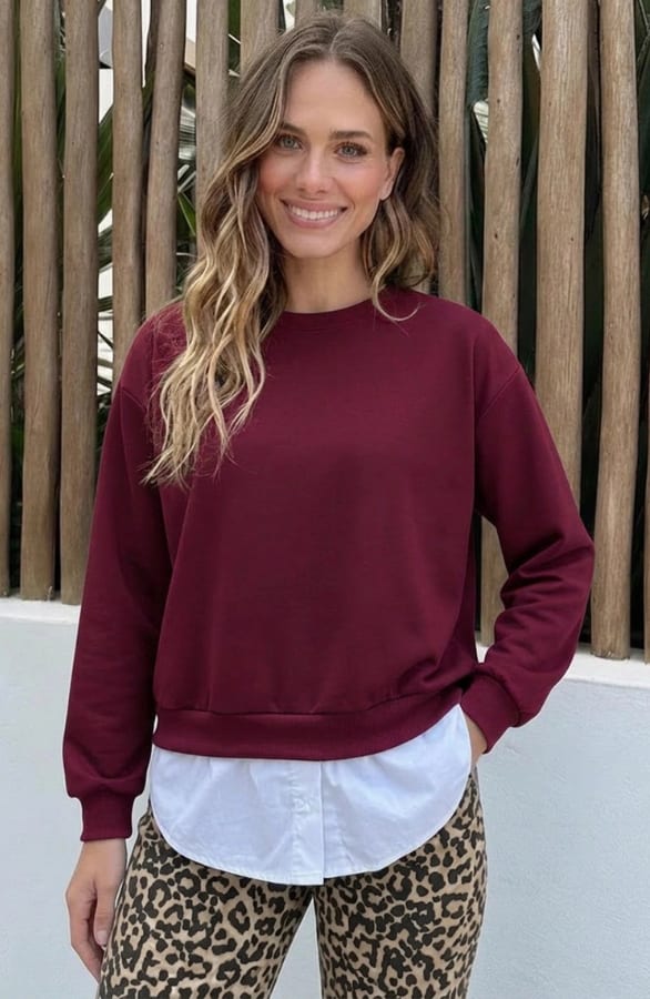 Sweater Blouse Combo Burgundy
