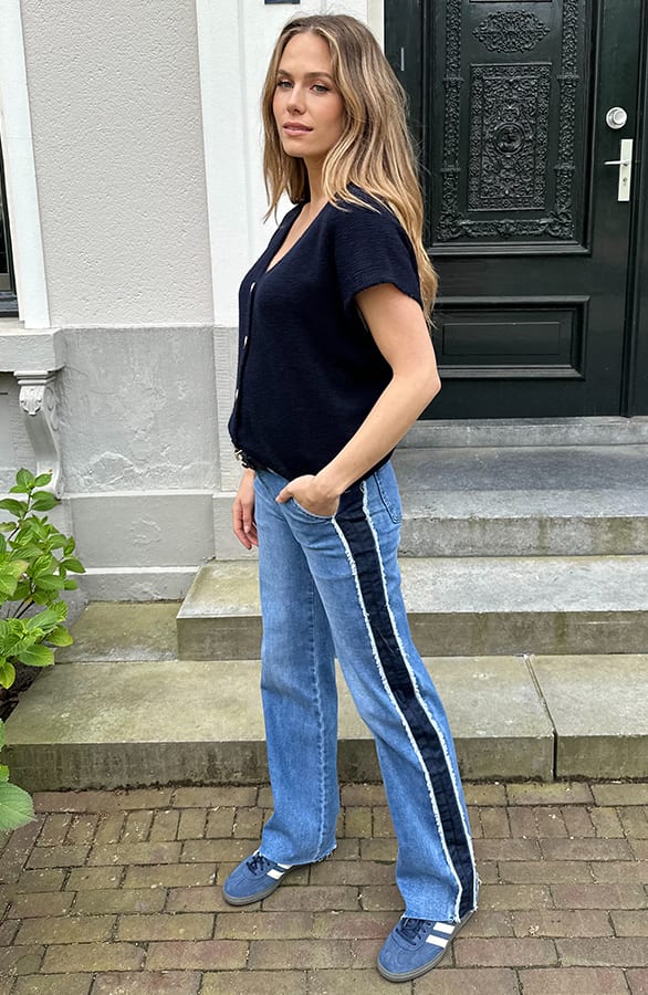 Wide Leg Jeans Bies Detail Mid Blue Stretch FMH – spijkerbroeken, foto 8