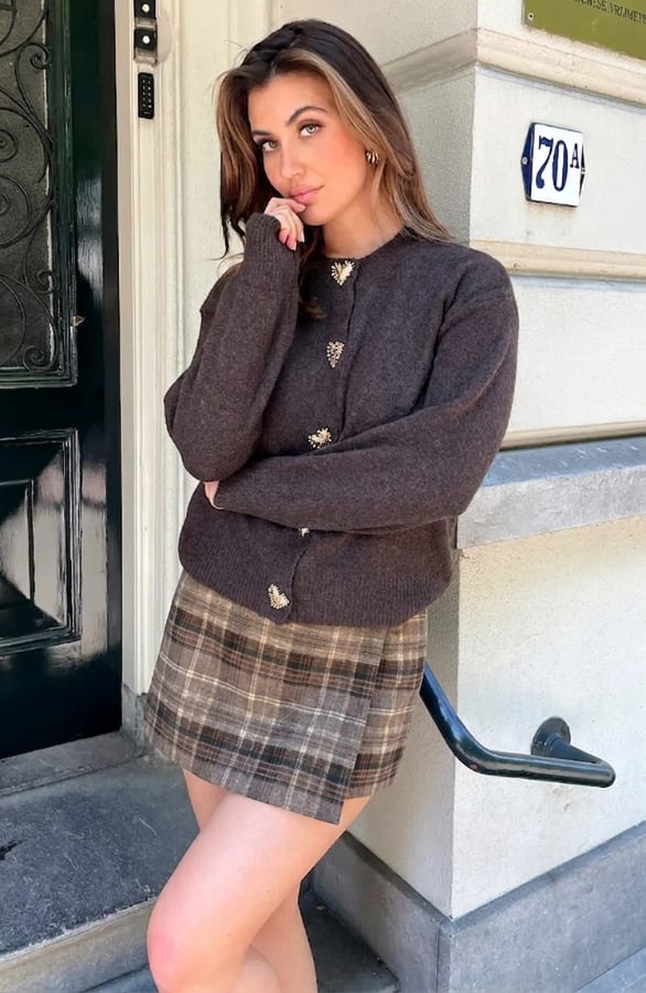 Check Print Skort Bruin – skorts, foto 4