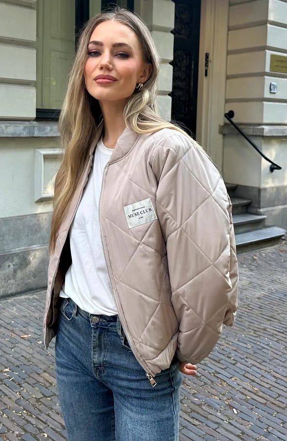 Classic Bomber Jacket Muse Club Beige