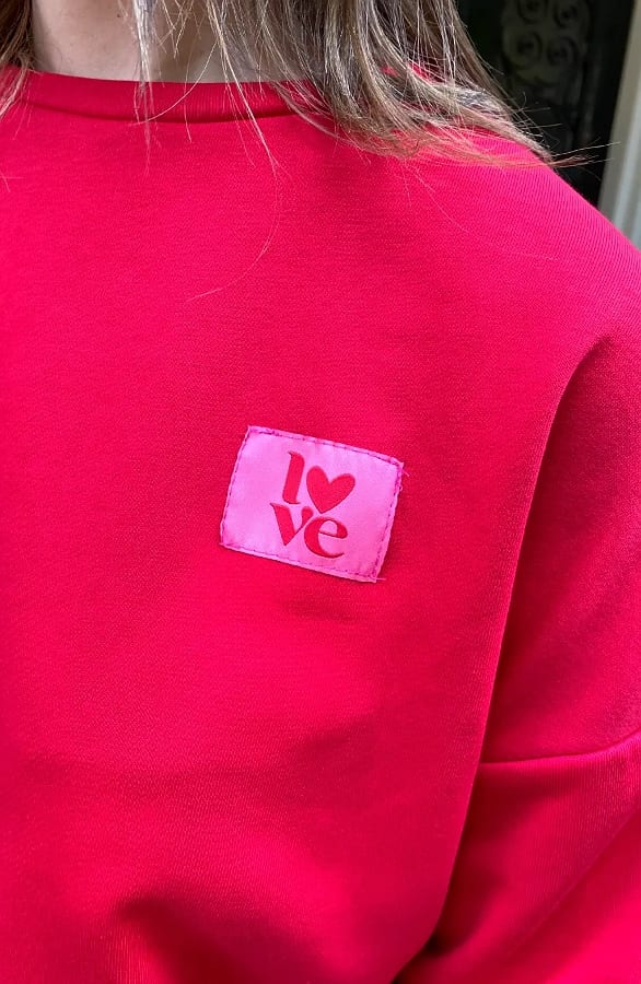 Comfort Sweater Love Patch Red – truien, foto 7