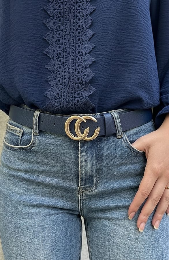 Fashion Riem Navy Goud