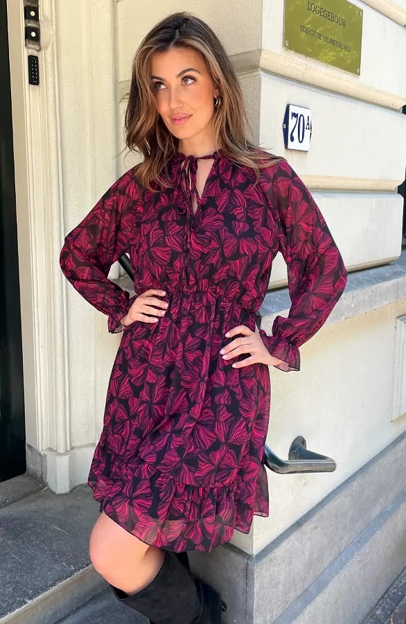 Floral Luxury Jurk Rood – jurken, foto 4