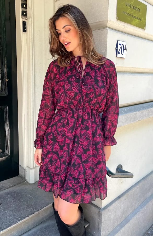 Floral Luxury Jurk Rood – jurken, foto 3