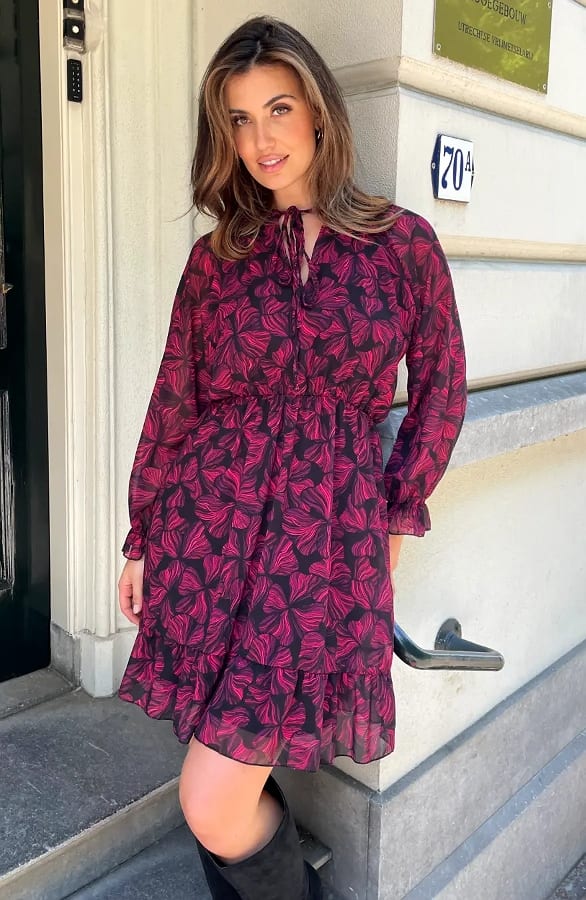 Floral Luxury Jurk Rood – jurken, foto 5