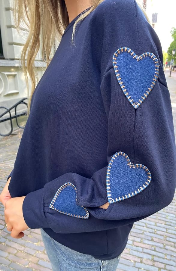 Heart Cut-Out Sweater Marine – truien, foto 4