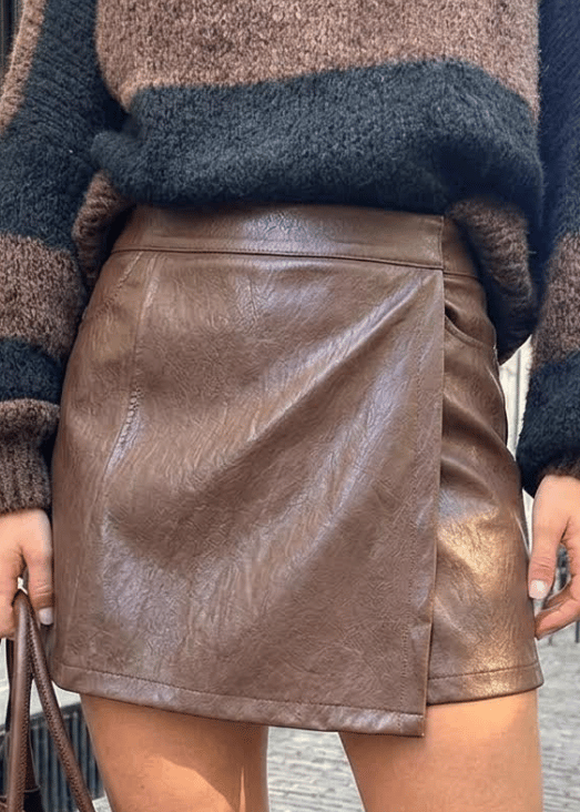 Leather Look Skort Choco