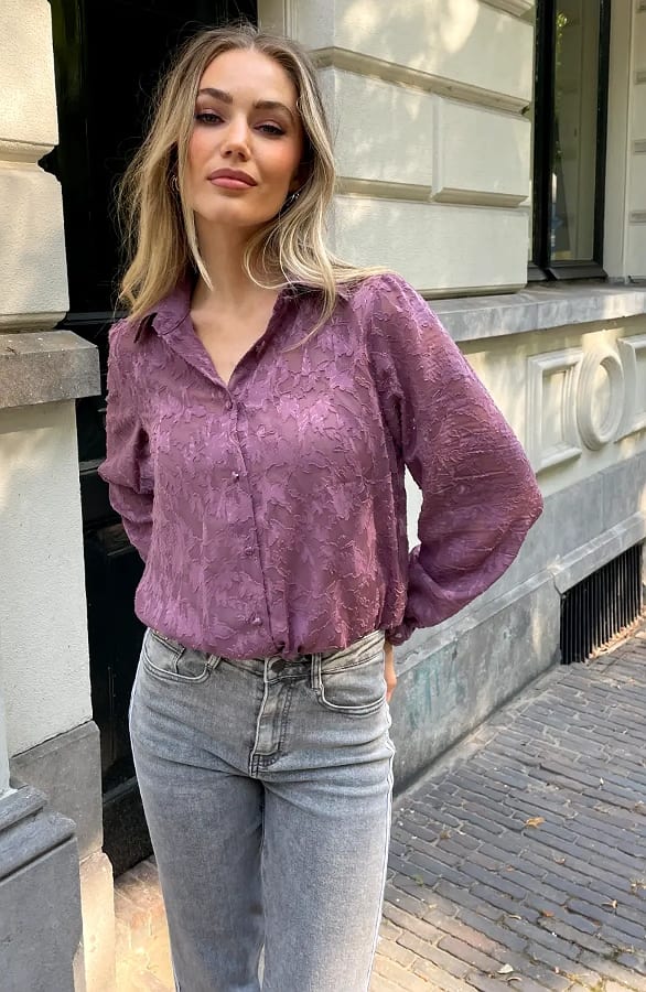 Lilly Floral Blouse Mauve – blouses, foto 9