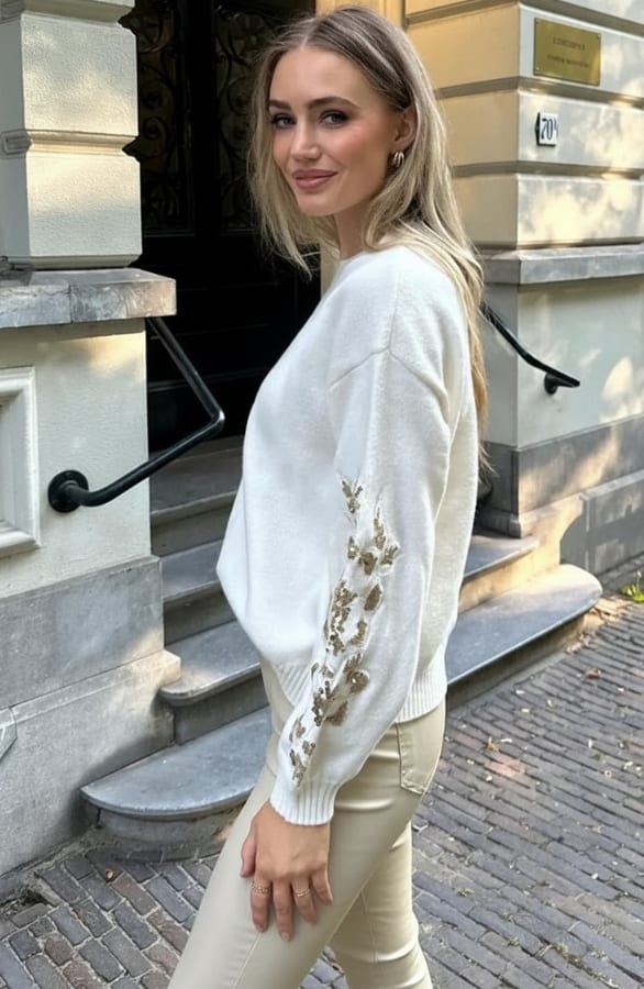 Luxury Knitted Sweater Pailletten Gold – truien, foto 6