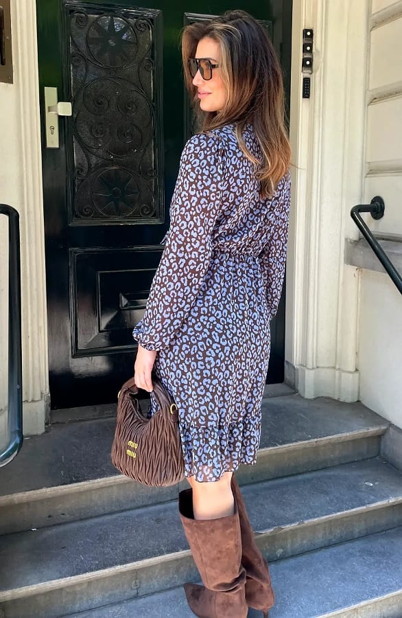Luxury V-hals Jurk Leopard Baby Blauw – jurken, foto 5