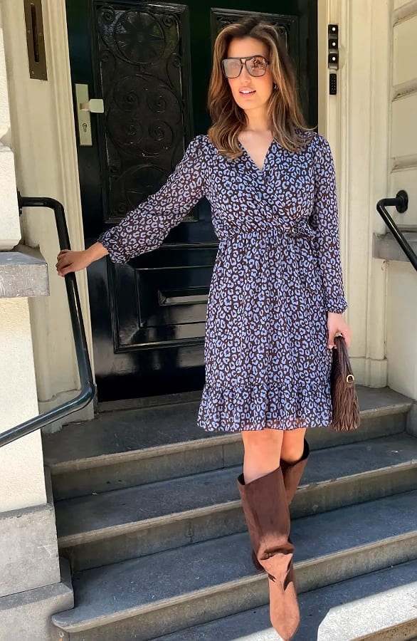 Luxury V-hals Jurk Leopard Baby Blauw
