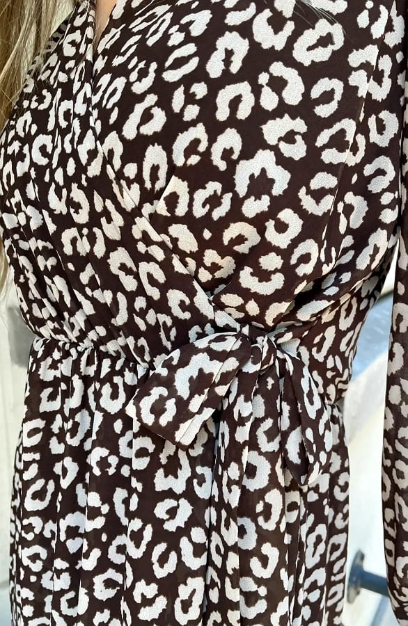 Luxury V-hals Jurk Leopard Choco – jurken, foto 8