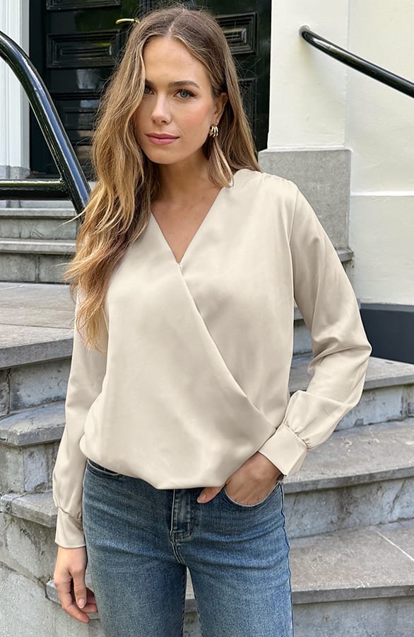 Marant Blouse Satin Beige – tops, foto 4