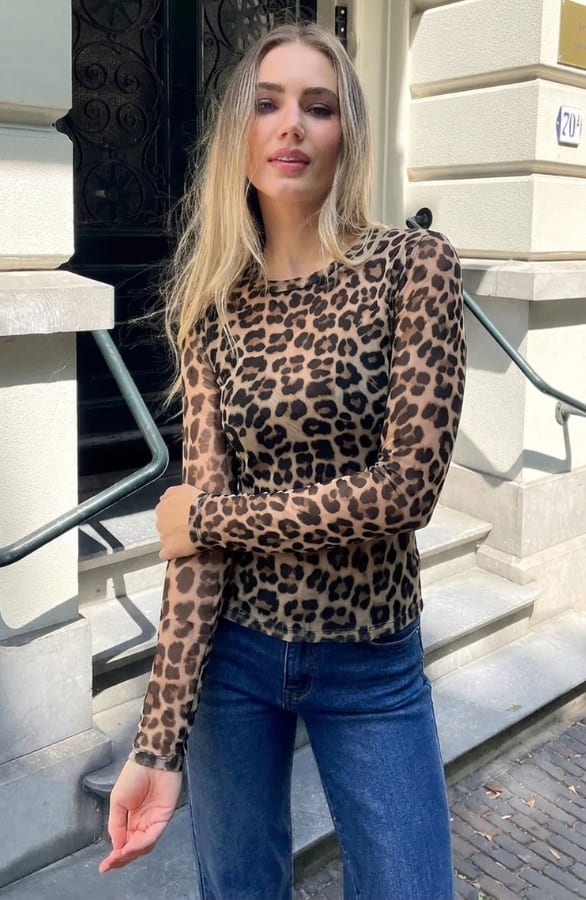 Mesh Top Leopard Beige – tops, foto 2