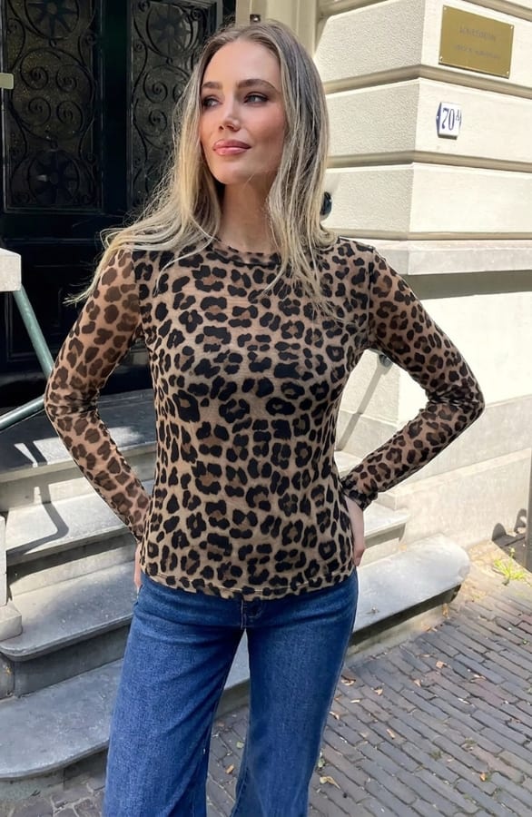 Mesh Top Leopard Beige – tops, foto 3