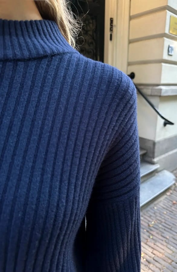 Oversized Knitted Sweater Dress Navy – jurken, foto 7