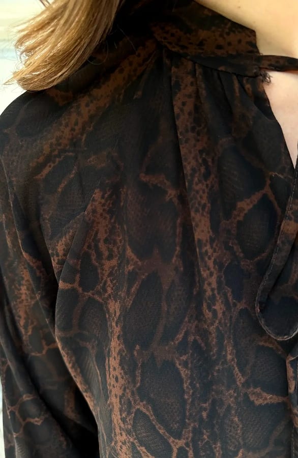 Ruffle Snake Print Jurk Choco – jurken, foto 8