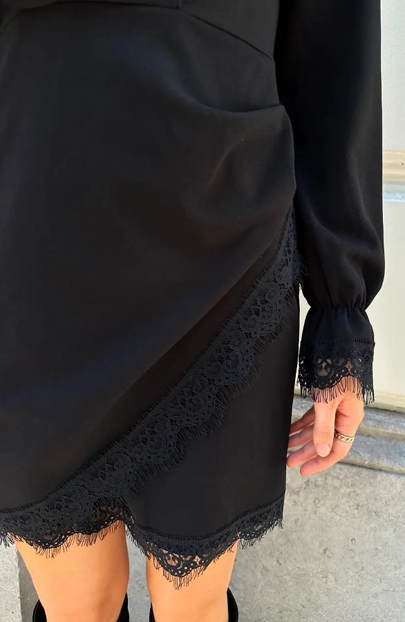 Scuba Lace Dress Black – jurken, foto 6
