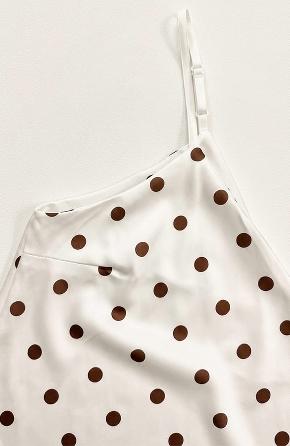 Silk Touch Spaghetti Top Dots Beige Choco – tops, foto 6