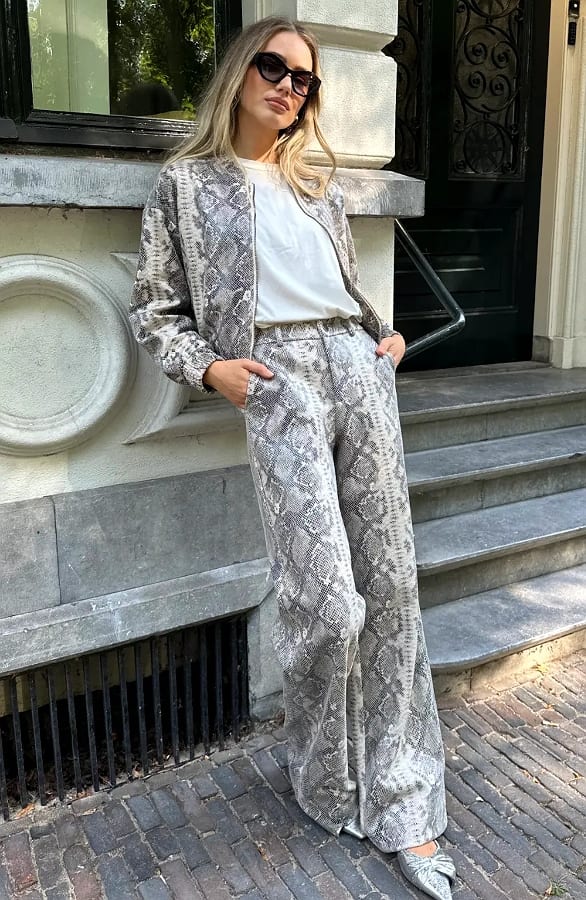 Snake Print Wide Leg Pants Stretch Premium – broeken, foto 5