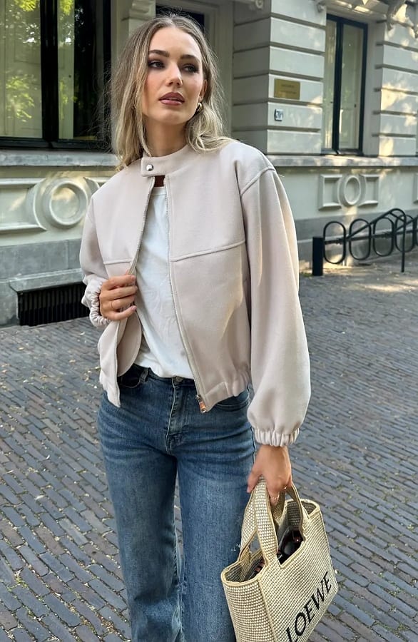 Soft Bomber Coat Beige – jassen, foto 5