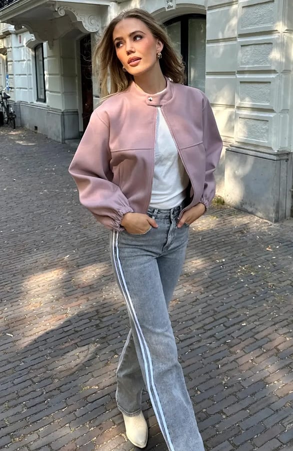 Soft Bomber Coat Dust Pink