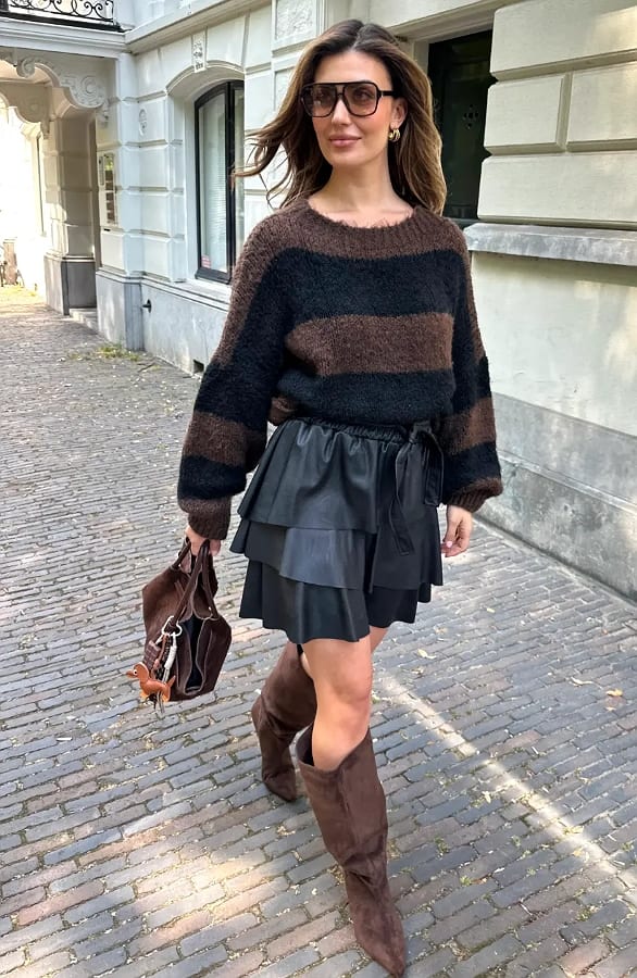 Leder Ruffle Rock Schwarz, Alle Kleidung, Foto 6