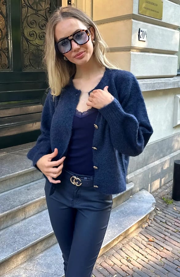 Soft Melange Cardigan Navy – vesten, foto 3