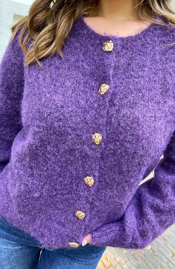Soft Melange Cardigan Violet – vesten, foto 7